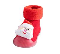 Noël Bébé Enfant Bottines,Chausson Noel Bebe Bottines Enfant Fille Bottes Bébé Fille Chausson Enfant Enfants Chaussures À Enfiler Légères Claquette Bebe(Rouge,22.5)
