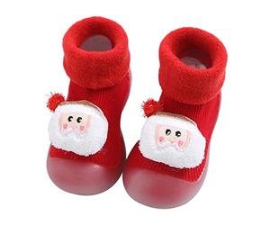 Noël Bébé Fille Bottes Chaussures, Chausson De Gym Princesse Boots Garçon Chaussettes Chaudes Force One Enfant Chaussons 4 (Rouge, 24)