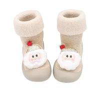 Noël Bébé Mocassins pour Bébé Fille Princesse,Pantoufle Enfant Fille Bottes Lacets Devant Moon Boot Chaussette Enfant 23/26 Sandales Garcon Chaussons 4(Beige,20)