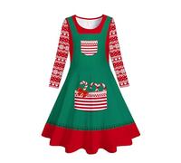 Noel Bebe,Robe de Princesse à Manches Longues pour Filles imprimé printanier et automnal idéale pour Les célébrations et Les fêtes de d'année (10-13 Years)