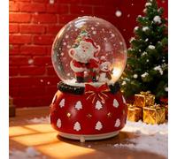 Noël Boule de Cristal Boîte à Musique à Neiger Automatique Boîte à Musique avec LED Veilleuse Décoration Maison Boule de Verre Forme Père Noël Jouets Cadeau de Enfant Anniversaire (2051A)