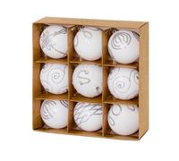 Noël Boules Incassables 9 Paquet 60mm Décoration Arbre Blanc