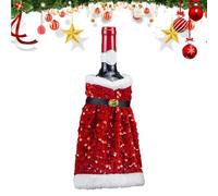 Noël Bouteille de Vin Housse, Noël Décoration Sacs pour Bouteilles, Père Noël Manteau Robe, Réutilisable Noël Housse de Bouteille de Vin Décorations, Jupe Durabilité et professionnalisme, B02