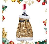 Noël Bouteille de Vin Housse, Noël Décoration Sacs pour Bouteilles, Père Noël Manteau Robe, Réutilisable Noël Housse de Bouteille de Vin Décorations, Jupe Durabilité et professionnalisme, D04