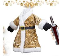 Noël Bouteille de Vin Housse, Noël Décoration Sacs pour Bouteilles, Père Noël Manteau Robe, Réutilisable Noël Housse de Bouteille de Vin Décorations, Jupe Durabilité et professionnalisme, C03