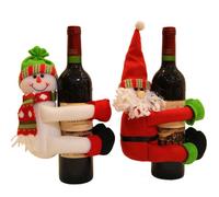 Noel Bouteille De Vin Rouge Couvre Sac Santa Clause Bonhomme De Neige Lin Champagne Bouteille Couvre Noel Fête Decor À La Maison