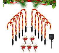 Noël Canne Lumières, Décoration de Noël Extérieur Lumineuse Lot de 10 Lampes solaires LED en Forme de Canne à Sucre de Noël, lumières de décoration Festive, avec Solaire (B)