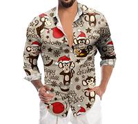 Noel Chemises - Noel Chemises Chemise à Manches Longues à Bouton de avec Impression 3D numérique décontractée pour Hommes (T 3XL)