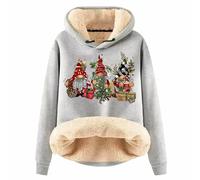 Noel Chemisier De Femme Pull Noël Gilet Zippé Sweatshirt Vetement Sweat Shirt Manteau Grande Taille Couleur Pure Hoodie Confortable avec Poche Automne Moche Christmas Light Gris-C 5XL