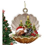 Noël Chien Acrylique, Chien dans l'ornement Coup d'arbre Noël Bandessinée Coquille, Acrylique Seafood Shell Dog Noël Beau Cadeau Noël pour la fête Onlynery