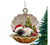 Noël Chien Coquille | Chien dans l'ornement d'animal Noël Bandessinée Coquille | Acrylique Seafood Shell Dog Pendentif Noël Beau Cadeau Noël pour la fête Onlynery
