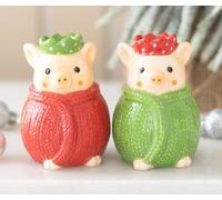 Noël Cochons En Couvertures - Céramique Salt & Pepper Shakers / Burette - Tout