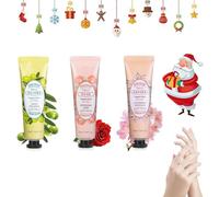 Noël Coffret Cadeau Femme,Noël Crèmes Mains Hydratantes,Crèmes pour Mains,Réparatrices et Hydratantes,Coffret Cadeau pour Saint-Valentin,Cadeau,d'Anniversaire,3 Pièces(Roses+Olives+Fleurs de Cerisier)