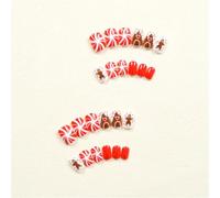 Noël complet à coller sur les ongles dessin animé pain d'épice homme faux ongles bonbons Cane Chocolat House Press sur les ongles