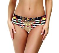 Noel Culotte Femme Coton Slip Idee Sac Cadeau Lingerie Noël Cadeaux Hipster 2 Tailles Drôle String Femme Mignon Père Noël Culotte Underwear Hipster Sexy Chic Drôle Culotte Renne Casual