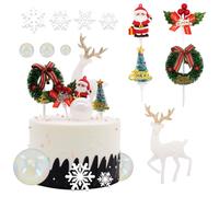 Noël Cupcake Topper, Christmas Cake Toppers Set, With Santa Claus Snowman Festive Decorations, Parfaites pour les Decor Gateau & Décorations de Fête - 8 Pièces