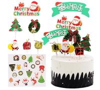 Noël Cupcake Topper, Christmas Decoration, With Santa Claus Snowman Festive Decorations, Parfaites pour les Decor Gateau & Décorations de Fête - 26 Pièces