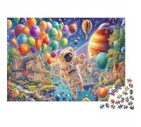 Noël dans l'espace Set Puzzle 1000 Pièces pour Hobbyistes, Papier Épais,Art d'aventure Spatiale en Ballon Décoration Intérieure, Cadeau Nouvel an, Relaxation Maison, Jeu Cérébral 70x50cm/1000pcs
