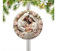 Noël de la naissance de Jésus - Acrylique 2D 12 g - Scène de la Sainte Famille - Accent festif spirituel | Pendentif pour sapin de Noël, amis, voisins, collègues de travail