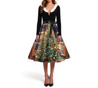 Noel Deguisement Sapin Elegant Nouvel Fete Soiree Chaude Santa Deguisement Grande Taille Robe Moche de Orientale Paillette Hiver Sweat Noël Femme Lumineux Robe Rouge Noel Femme M