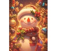 Noël Diamond Painting Adulte Le bonhomme de neige, Diamond Painting Les feuilles Enfant Canevas Kits, Rond Full Drill Peinture Diamant Activité Manuelle Adulte, Hiver Maison DéCoration 70x90cm u-480