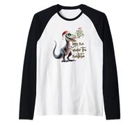 Noël Dino Santa gui Amour Baiser Cauchemar drôle Manche Raglan