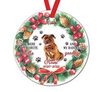 Noël en Céramique Couronne De Pommes De Pin pour Chien, Chien Au Paradis, Tu As Été Mon Adieu Le Plus Difficile Rond Decoration Noel Sapin Élégant Pendentifs pour Balcon Salon Vacances