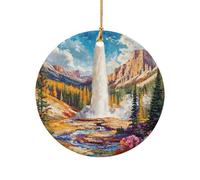 Noël en Céramique Le Joyau du Geyser Old Faithful De Yellowstone Créatif Décoration Noel Rond Céramique Ornement pour Balcon Mur Salon