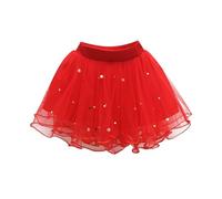Noël enfants 10 ans printemps enfants jupe fille maille jupe clouée perles enfants jupe pengpeng quatre saisons en tulle fille, rouge, 18-24 mois