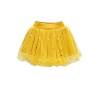 Noël enfants 10 ans printemps enfants jupe fille maille jupe clouée perles enfants jupe pengpeng quatre saisons en tulle fille, jaune, 18-24 mois
