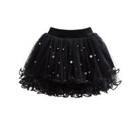 Noël enfants 10 ans printemps enfants jupe fille maille jupe clouée perles enfants jupe pengpeng quatre saisons en tulle fille, Noir , 18-24 mois