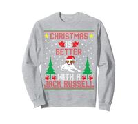 Noël est Meilleur avec Un Père Noël Jack Russell Terrier Sweatshirt, Unisexe pour Adultes, Gris Chiné, XXL