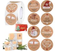 Noël Étiquettes Rond Autocollants, Autocollants en Papier Kraft, Etiquettes Autocollantes Noel, Autocollants Merry Christmas Rouleaux Ronds, Pour Noël vos amis, amoureux ou toute personne qui aime