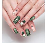 Noël Faux Ongles, 24 Pièces Ongles Press On de Noël pour Femmes, Artificiel Ongle Pressés Noëls, Christmas Faux Ongle à Coller, pour Femmes et Filles Festival DIY Nail Art Décoration (E)