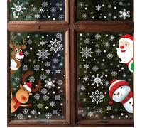 Noël Fenêtre Autocollant,8 Feuilles Stickers Noel Fenetre,Décoration Christmas Home Decor,avec Santa Claus Bonhomme Neige,pour