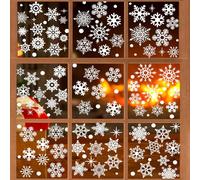 Noël Fenetre Stickers 155 Stück Flocons de Neige Noël Stickers Noël Fenetre Reutilisable, Autocollant Noël Fenetre, Stickers Noël Vitre Électrostatique, Deco Noël Fenetre