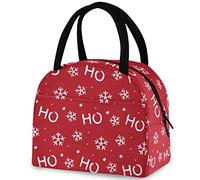Noël Flocon de Neige Père Noël Rire Sac Fourre-Tout Réutilisable avec Poche Avant Isotherme Fermeture à Glissière Thermique Sac Glacière pour Travail Scolaire Pique-Nique Voyage Pêche Plage