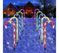 Noël Guirlande Lumineuse D'extérieur - 60 LEDs 10 Pièces Multicouleur Canne à Sucre de Noël Feux de Balisage de Chemin Sucre d'orge Étanche Décoration de Éclairage Paysager pour Décoration