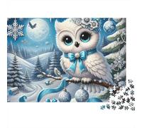Noël Hibou d'hiver Puzzle 1000 Pièces - Challenge Zen, Carte Géographique À Assembler, Poster Inclus, Cadeau Éducatif, 70x50cm/1000pcs