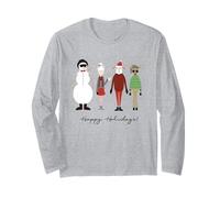 Noël Hipster Renne Bonhomme de Neige Père Noël Mme Noël Happy Holidays Manche Longue