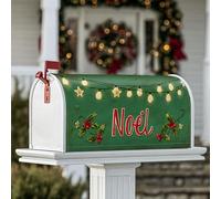 NoËL Housses magnétiques de boîte aux lettres avec guirlandes lumineuses de houx pour décoration de porte d'entrée, 53,3 x 64,9 cm