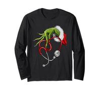 Noël Infirmière Main Verte Stéthoscope Humour Manche Longue