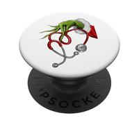 Noël Infirmière Main Verte Stéthoscope Humour PopSockets PopGrip Adhésif