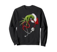 Noël Infirmière Main Verte Stéthoscope Humour Sweatshirt