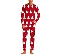 Noel Jogging,Ensemble Pyjama Deux pièces à imprimé Père Noël pour Homme - Tenue d'intérieur Douce et Confortable idéale pour Les soirées familiales et fêtes Entre (Red, XXL)