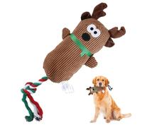 Noël - Jouet en peluche pour animaux de compagnie, bonhomme de neige avec corde en coton | Jouet sonore pour chiens de cerf, accessoires pour chiots avec grinceur, grandes races, accessoires