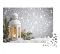 Noël Lantern Puzzle 1000 Pièces Educa Jouet en Bois Cadeau Unique De l'art De La Décoration Snowy Branches de pin Jeu Éducatif Challenge Toy Adultes & Enfants des 14 Ans 1000pcs (75x50cm)