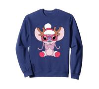 Noël Lilo & Stitch Angel Reindeer Sweatshirt, Unisexe pour adultes, Bleu Marine, L