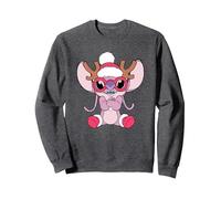 Noël Lilo & Stitch Angel Reindeer Sweatshirt, Unisexe pour adultes, Chiné Foncé, S