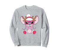 Noël Lilo & Stitch Angel Reindeer Sweatshirt, Unisexe pour adultes, Gris Chiné, L
